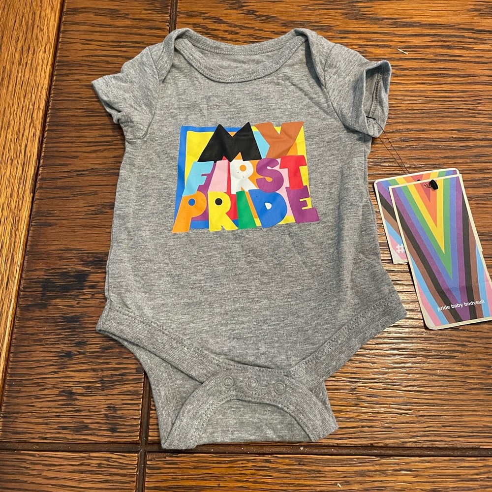 Gray "My First Pride" Graphic Baby One-Piece